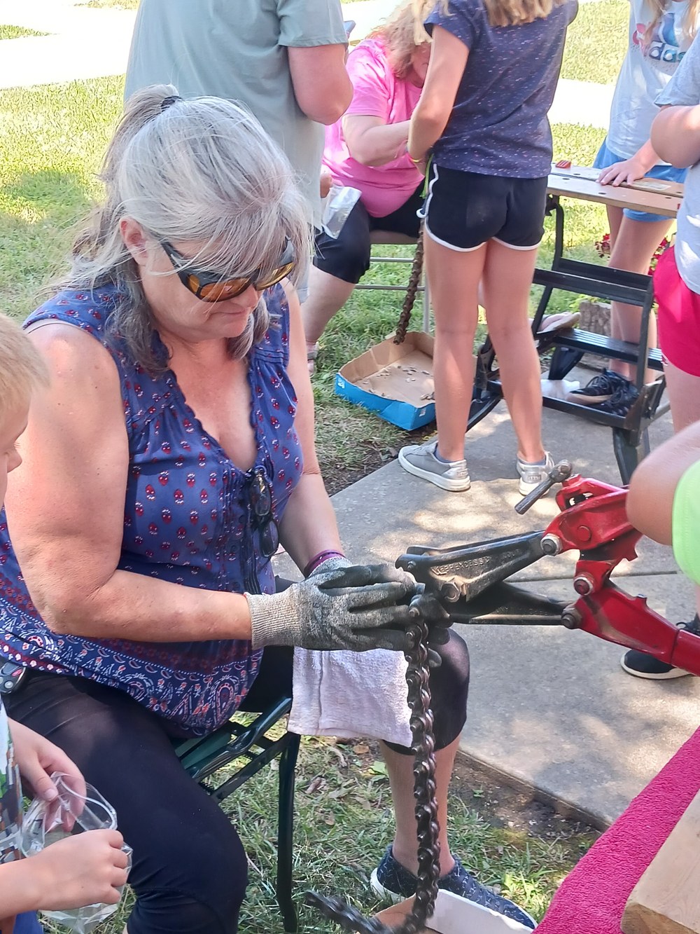 woman cracking a geode